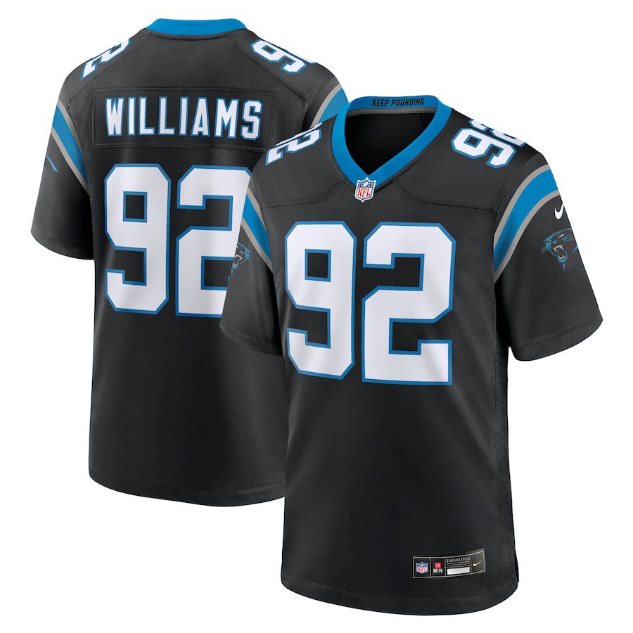 Men Carolina Panthers #92 Raequan Williams Nike Black Team Game NFL Jersey